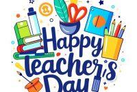 Best Happy Teachers Day Typography With School Supplies Design PNG Images _ PNG Free Download - Pikbest